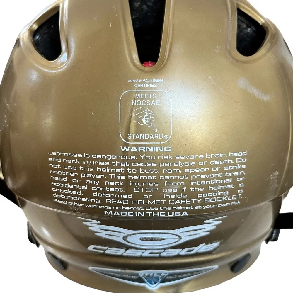 Cascade CPV Youth Lacrosse Helmet XXS Vegas Gold Metal Facemask Cage NOCSAE